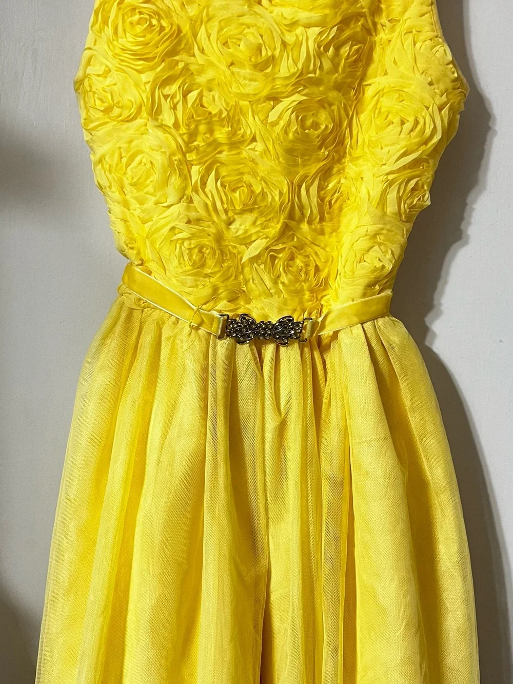 The Children's Place Bright Yellow Rosette Formal Dress with Decorative Belt